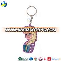 F J brand soft pvc rubber keychain 2017 wholesale kids cartoon anime frozen key chain ring