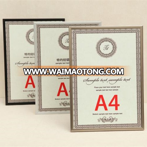 Beautiful custom aluminum picture frame A4 certificate photo frame